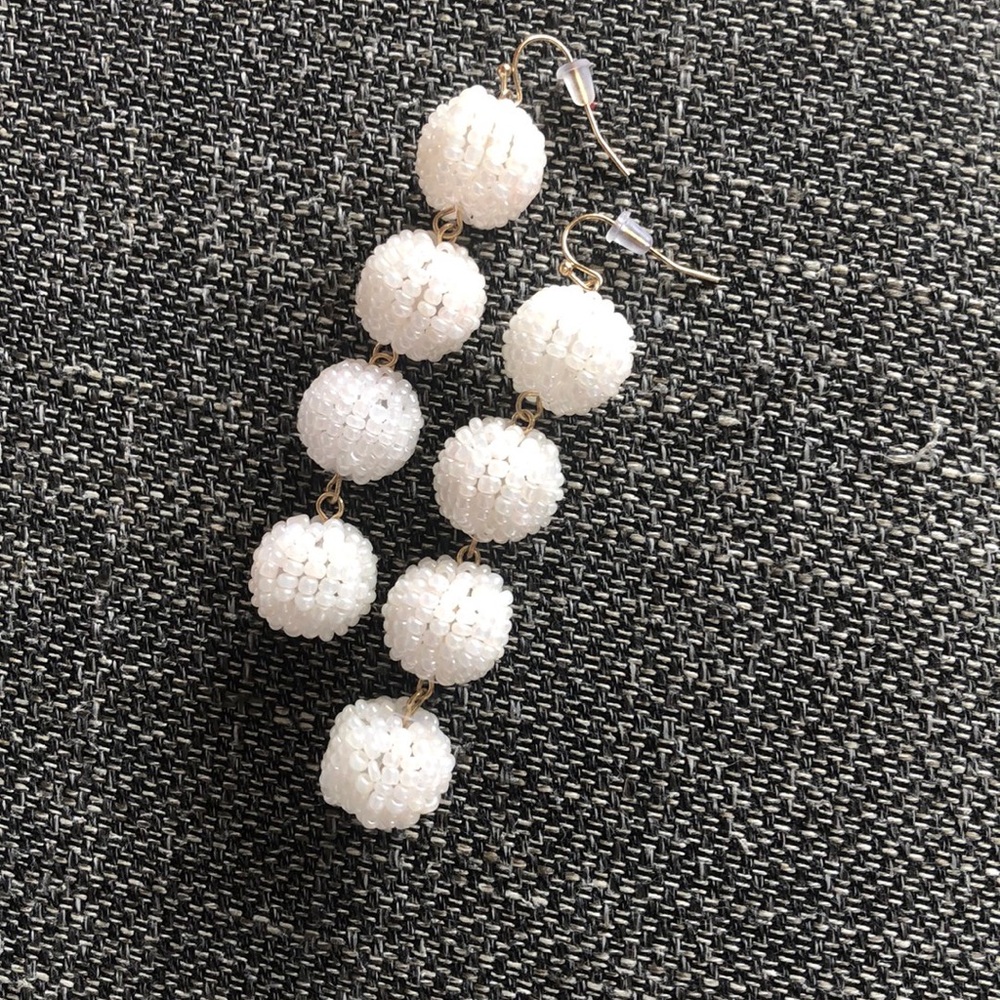BaubleBar White Beaded Statement Earrings